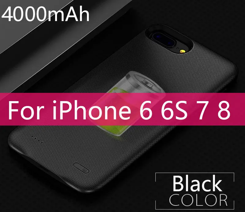 4000mAH Black 4000 мАч чехол для внешнего аккумулятора телефона для iPhone 6 Plus/6 S Plus чехол для аккумулятора для iPhone 7 Plus/8 Plus 5,5 дюймов - Цвет: 4000mAH Black