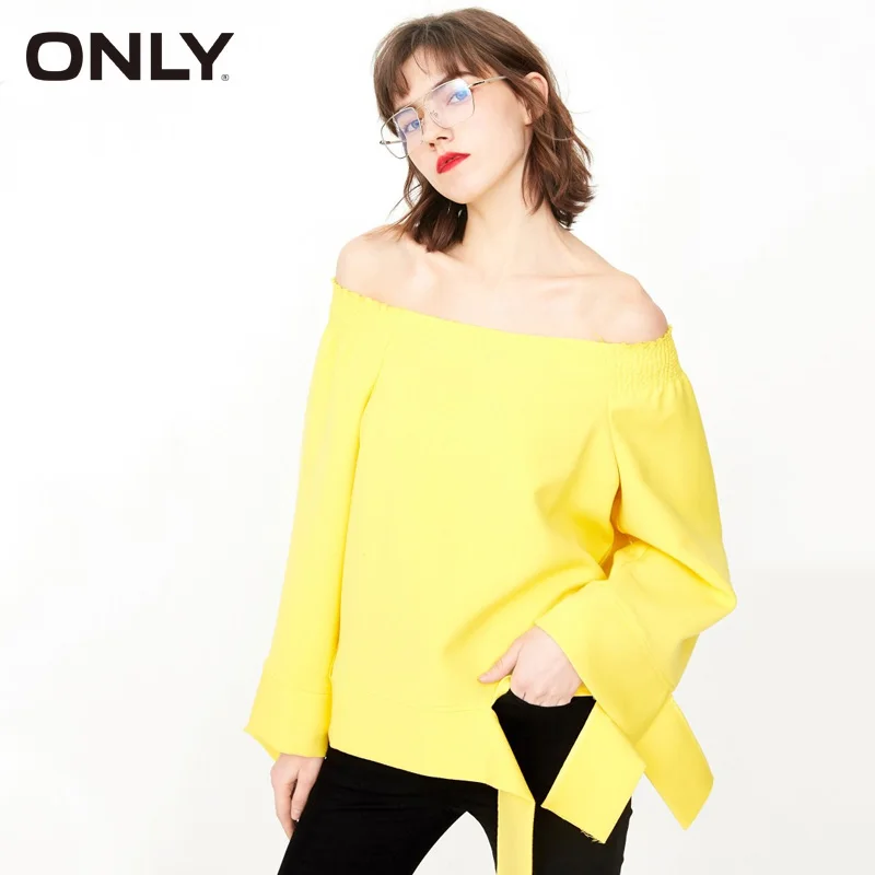 Женская свободная рубашка с вырезом лодочкой ONLY весна лето 2019 118151518| |