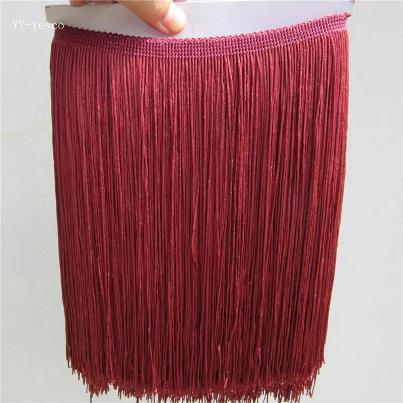 

YY-tesco 10 Yard 25CM Red wine Fringe Trim Tassel Lace Fringe Trimming For Diy Latin Dress Stage Clothes Accessories Lace Ribbon