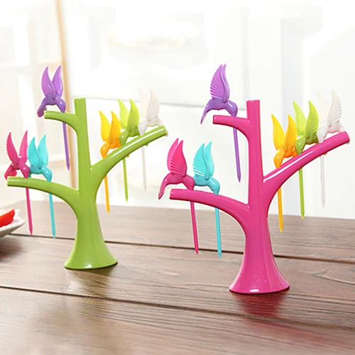 1 компл. 6 шт. торт закуска десерт фрукты вилы + дерево форма держатель ну вечеринку