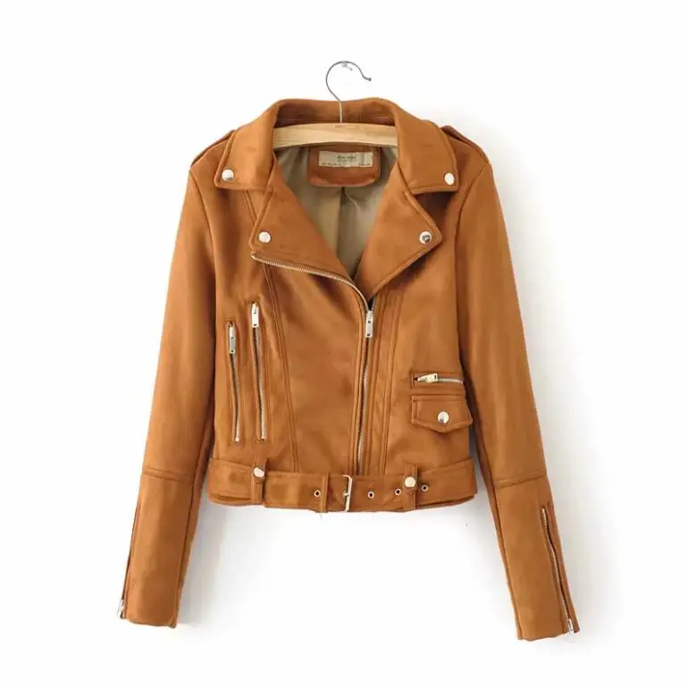 2019 Новая модная Осенняя женская кожаная замшевая мотоциклетная куртка|Женские