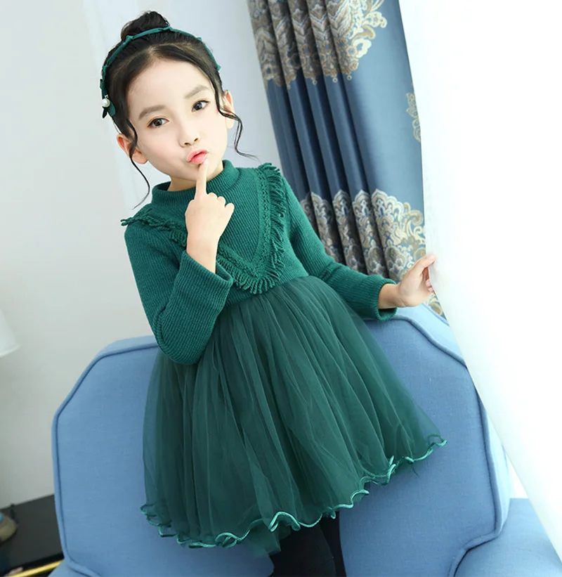 Плотное теплое платье для девочек одежда малышей зимние семейные детские платья