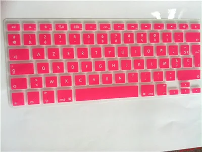 pink Силиконовая мягкая цветная Azerty Клавиатура клавир кожный чехол для Mac Book Pro Macbook Air 1" 15" 1" Air 13 дюймов французский Великобритания/ЕС - Цвет: pink