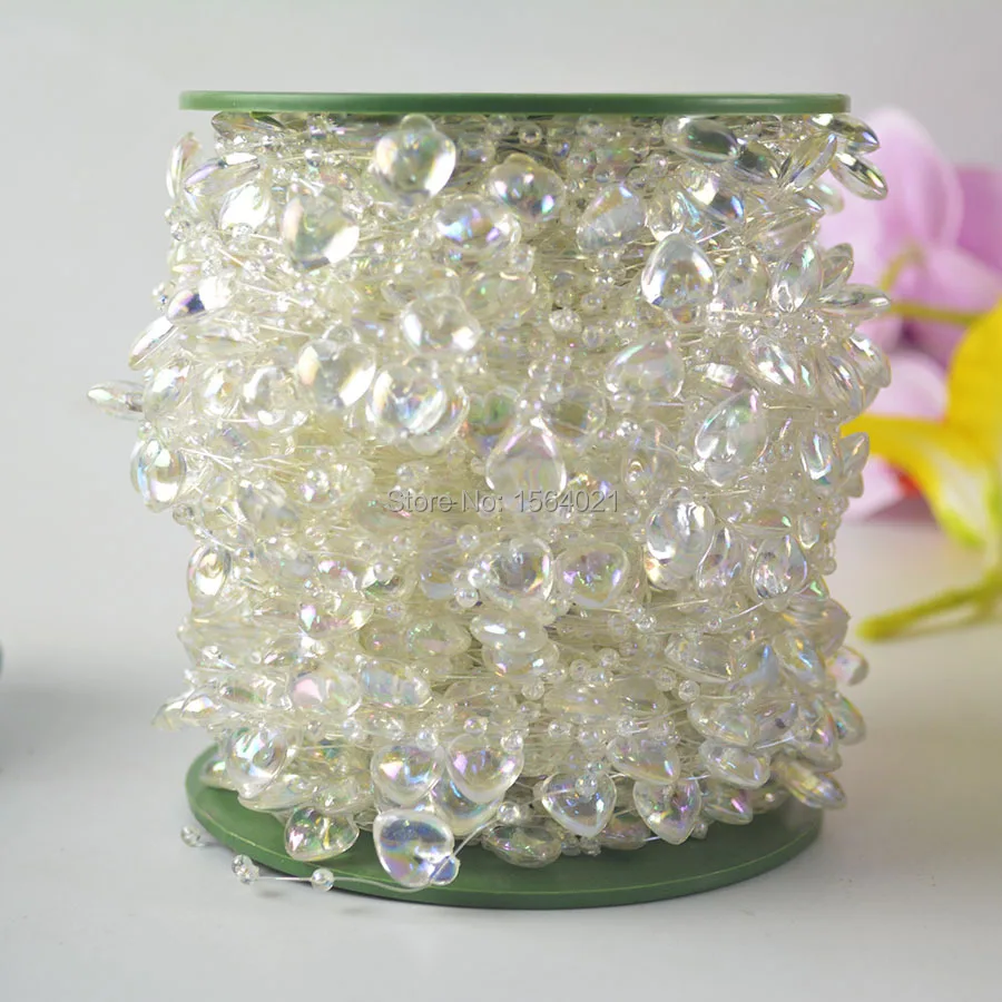 Хрустальная гирлянда 5Y прозрачные радужные акриловые бусины в форме сердца|string