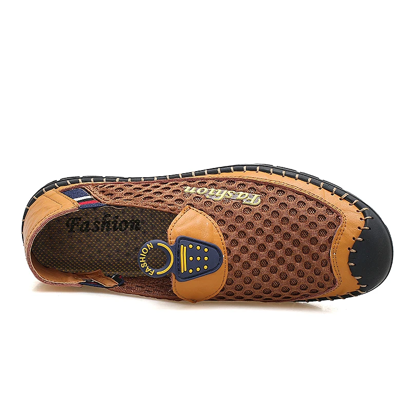 Новая обувь мужская летняя модная повседневная кожаная на плоской подошве с