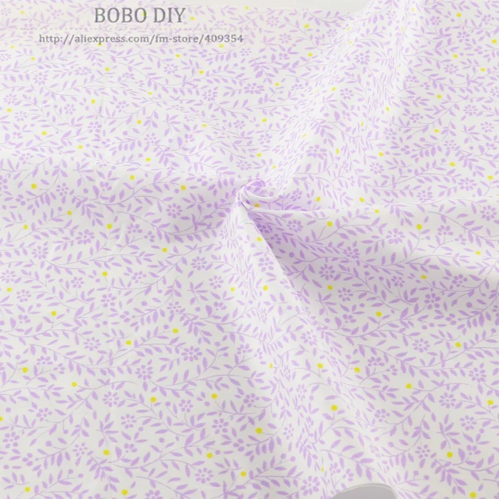 New arrvials 50cmx160cm/piece white cotton fabrics purple leaves tilda telas patchwork for bedding home textile cloth tecidos|fabric man|fabric