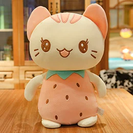 Strawberry cat Животные фрукты плюшевая игрушка плюшевый олень Кот в желтом цвете ананас розовый клубника креативная Мягкое Животное Plushie 23/30/40/50 см - Цвет: Strawberry cat