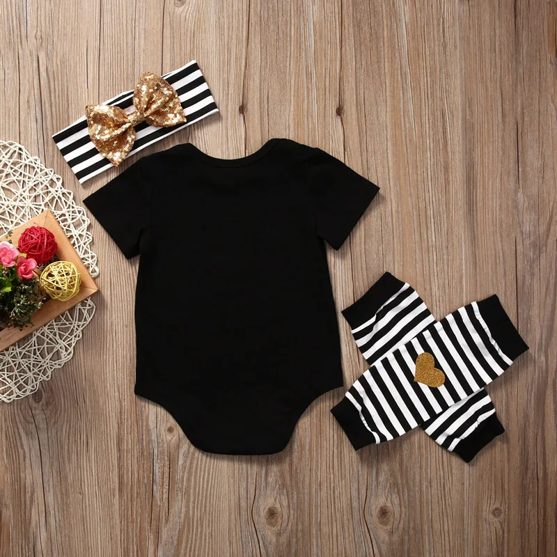 3 шт. детский хлопковый комбинезон с круглым вырезом и коротким рукавом|baby girl|newborn