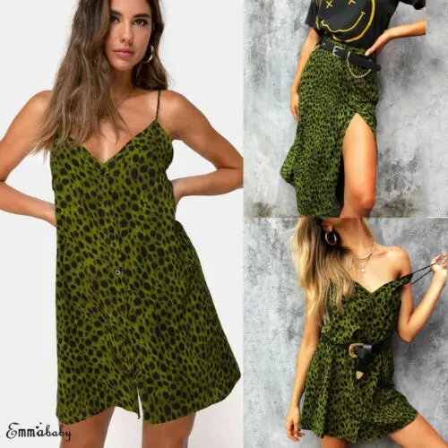 Женское леопардовое платье на пуговицах летние пляжные вечерние платья с