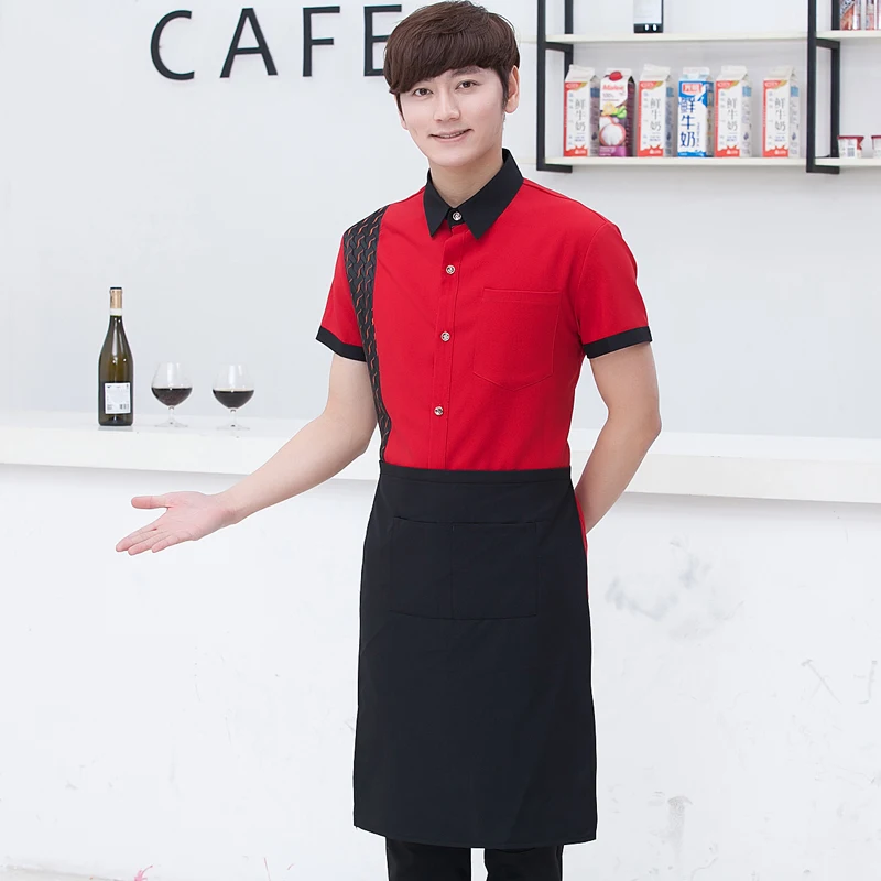 Летняя женская форма с коротким рукавом для официанта в западном стиле|food service
