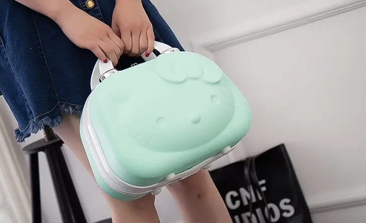 Hello kitty, косметичка, мультяшная, для путешествий, портативный, для женщин, Модный чехол для костюма, милый, косметичка, чехол для макияжа, детский подарок - Цвет: Зеленый