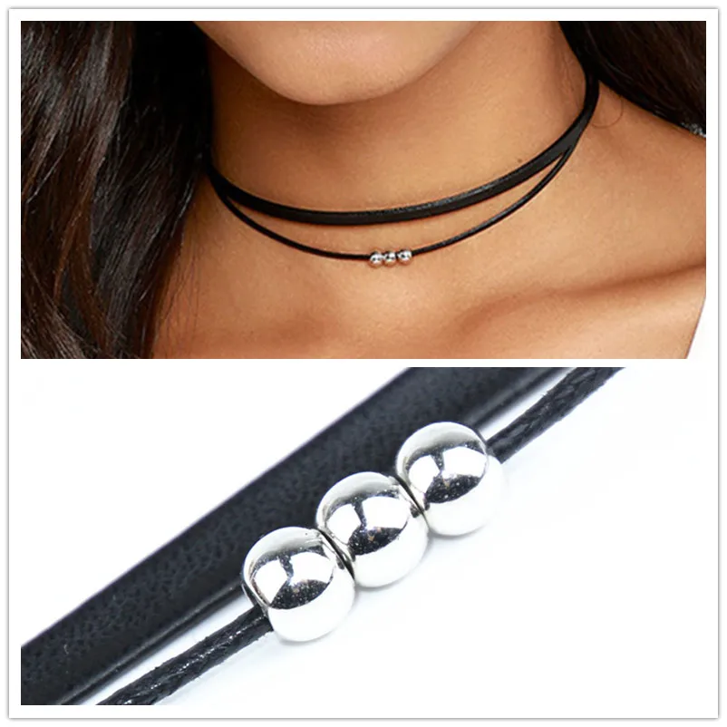 Модные украшения двухслойный чокер колье подарок ожерелье подвеска из бусин для