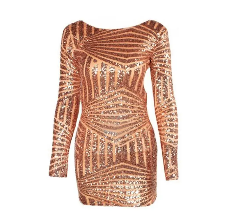 Сексуальное женское блестящее Клубное платье с открытой спиной и блестками