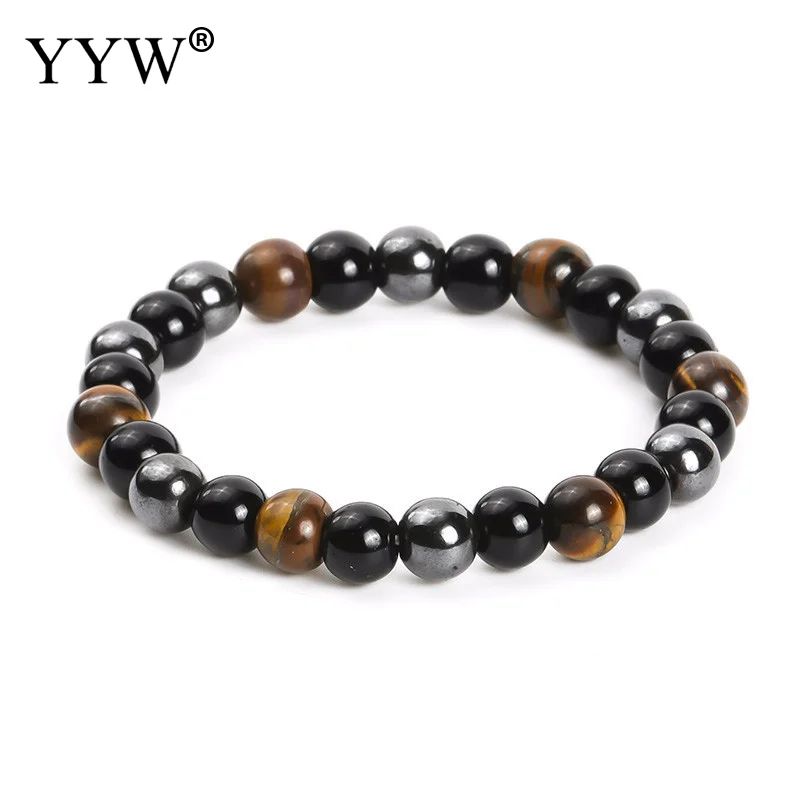 Гематит черный обсидиан камни тигровый глаз прядь из бисера стрейч браслеты