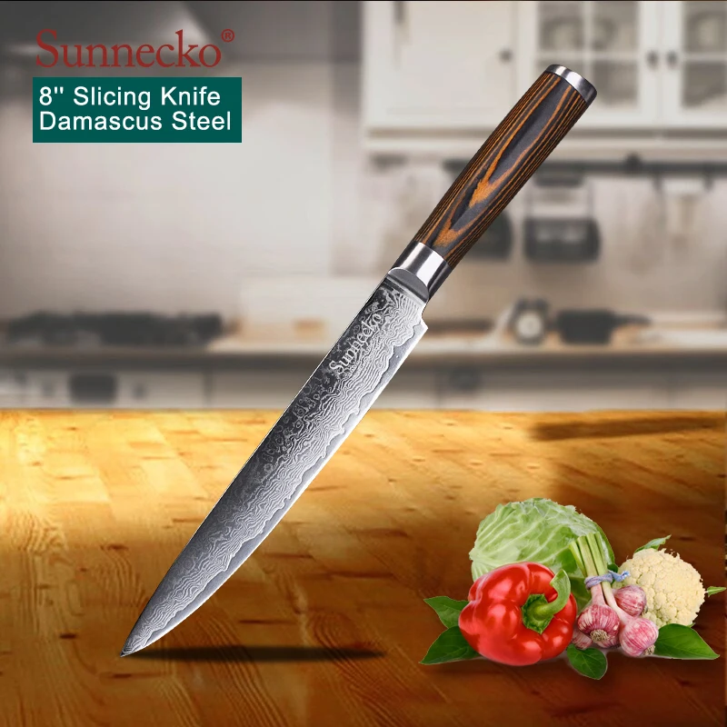 Sunnecko 6 шт Кухня Ножи Набор Утилита Шеф повар ножи 73 слоев Дамаск VG10 Сталь Sharp 60HRC