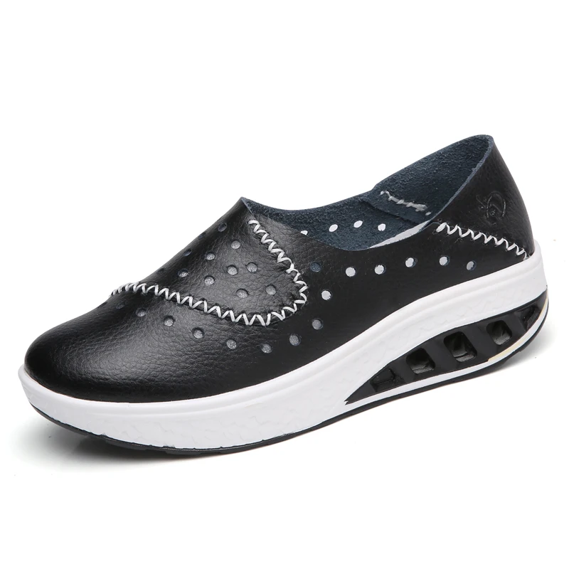 Новинка 2018 года женская обувь ручной работы на платформе Кожаные Мокасины с