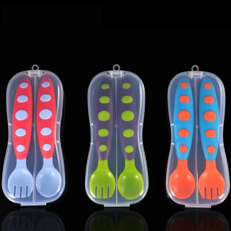 Милые детские ложки 2 шт./компл. вилки посуда для кормления детей столовые приборы ложка колера инструменты