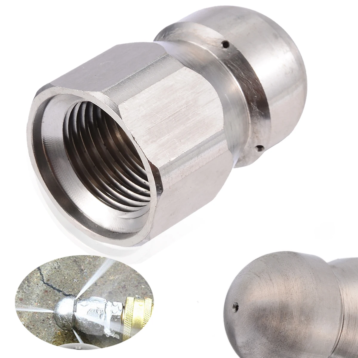 1/2''F Pressure Nozzle Washer Drain Sewer Dredge Cleaning Pipe Nozzle Jetter Stainless Steel 5 Jet Rotary Nozzles high pressure washer accessories stainless steel g1 4 g3 8 drain sewer cleaning jetter rotary nozzle 4000 psi orifice 5 5 tool