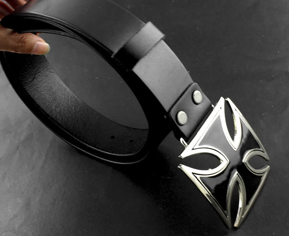 Мужской Железный большой ремень из натуральной воловьей кожи с перекрестной