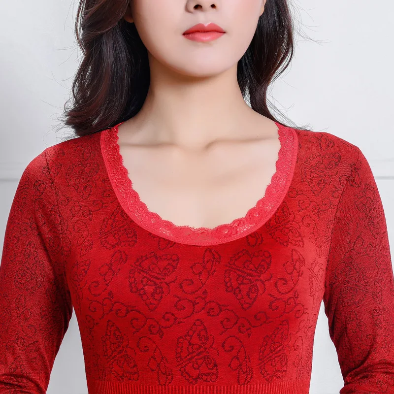 Женское Кружевное боди с круглым вырезом бесшовное теплое нижнее белье Новое