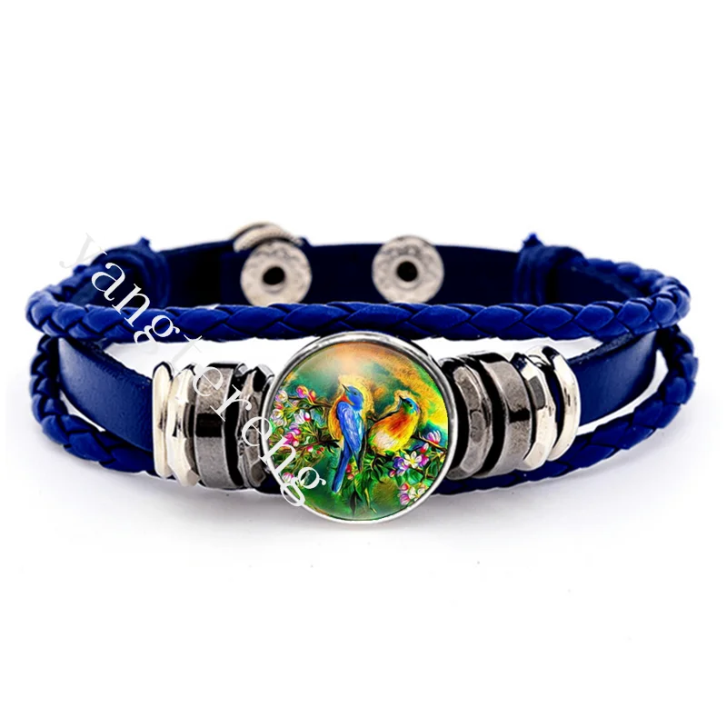 Регулируемый браслет металлический Ретро Синий Кожаный Браслет Регулировка 18 мм