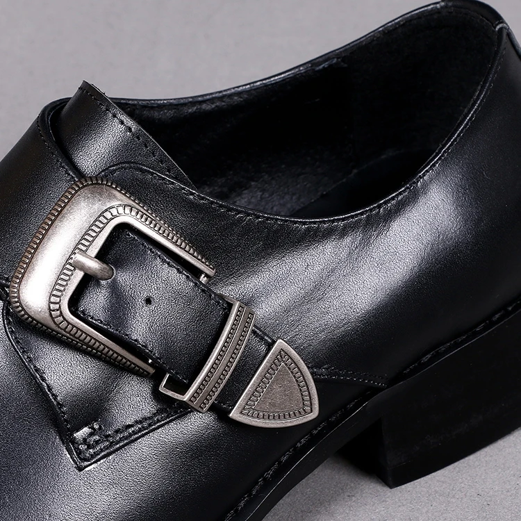 Свадебные туфли из натуральной кожи с пряжкой Мужская официальная обувь Мужские