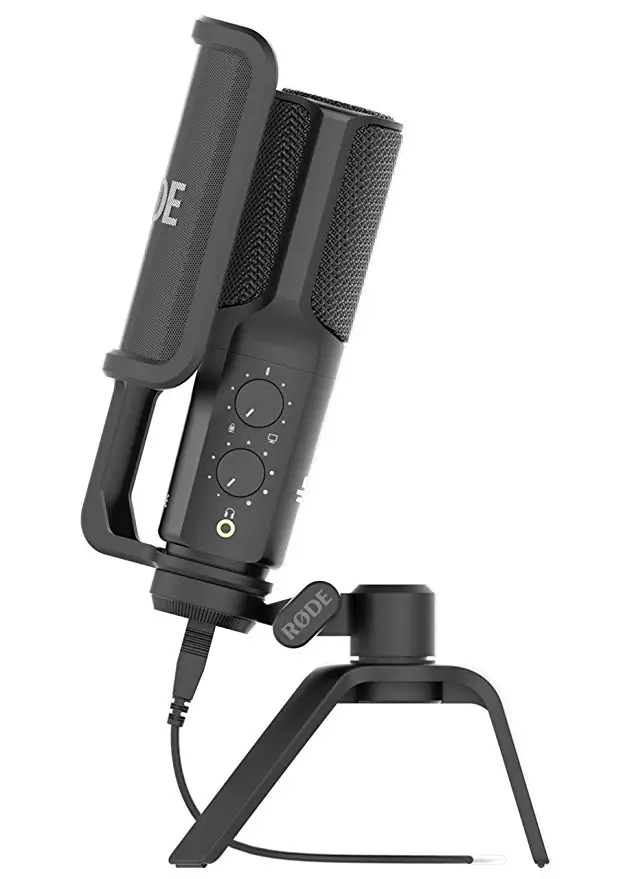 Rode NT-USB, профессиональный конденсаторный микрофон для записи, USB, компьютерный микрофон, Поддержка ios, с поп-фильтром и настольной подставкой