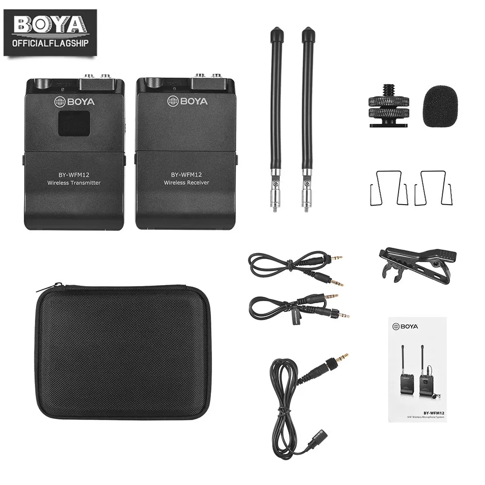 

BOYA BY-WFM12 VHF Wireless Microphone System Lapel Lavalier Mic for iPhone 8 7 plus Smartphone DSLR Camera Video Live Recording