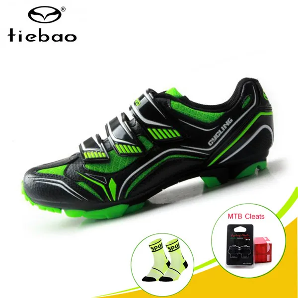 Cleats with 1522 G Tiebao Мужская обувь для горного велосипеда sapatilha ciclismo mtb spd, обувь для педалей, дышащая, самоблокирующаяся, для езды на велосипеде, ciclismo, туфли для триатлона - Цвет: Cleats with 1522 G