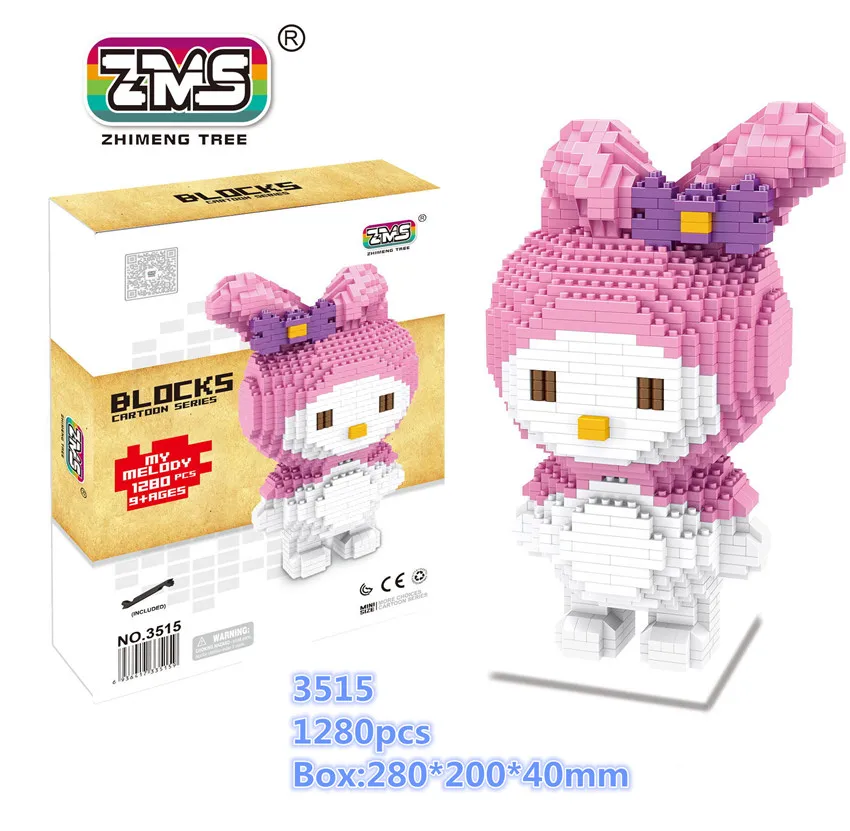 2 шт./лот Mirco блоки Япония мультфильм милый Sanrio My Melody Kitty кошка кролик детство