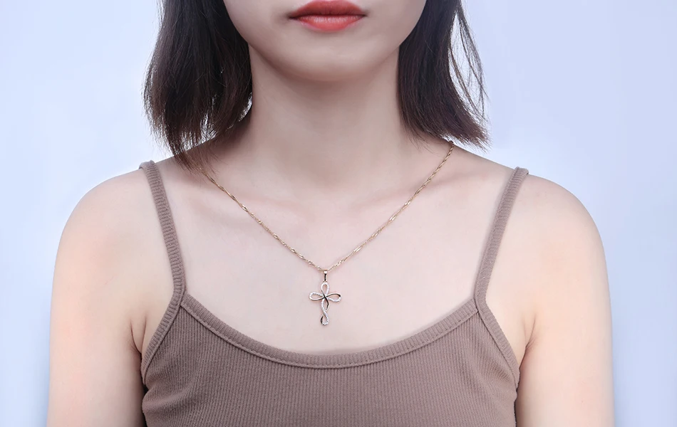 LADYCHIC Трендовое ожерелье с бесконечным кристаллом s для женщин золотого цвета Длинная цепочка ожерелье с цирконием вечерние праздничные украшения LN1065