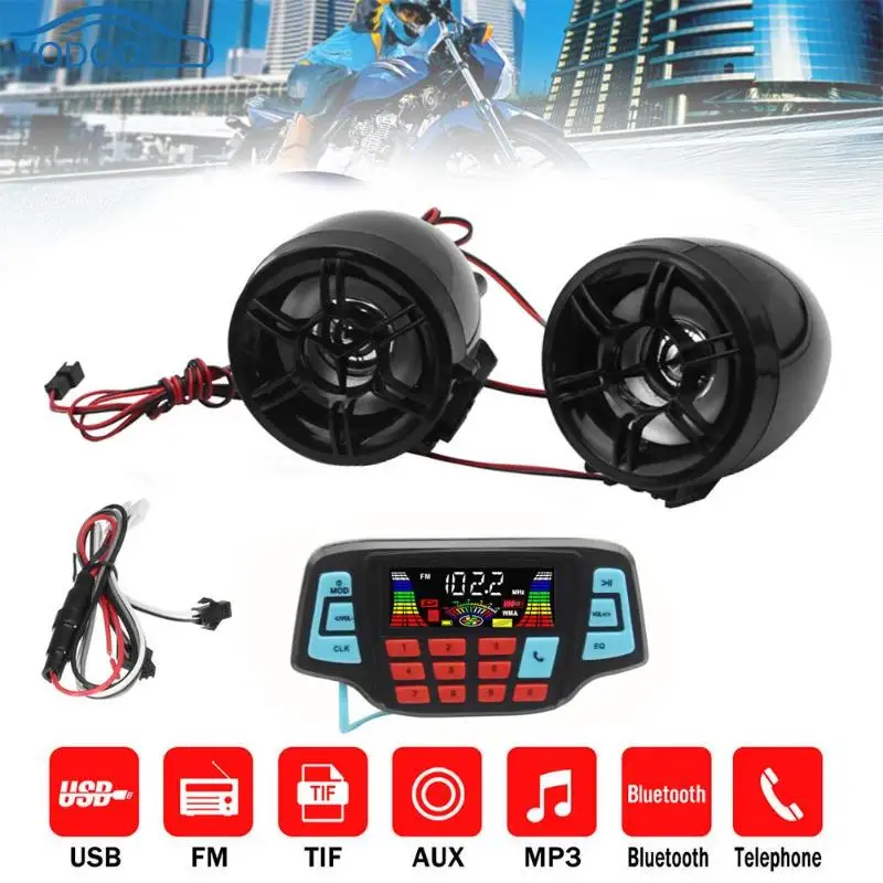 Аудиосистема на руль мотоцикла с mp3 колонками USB TF Bluetooth FM радио встроенным