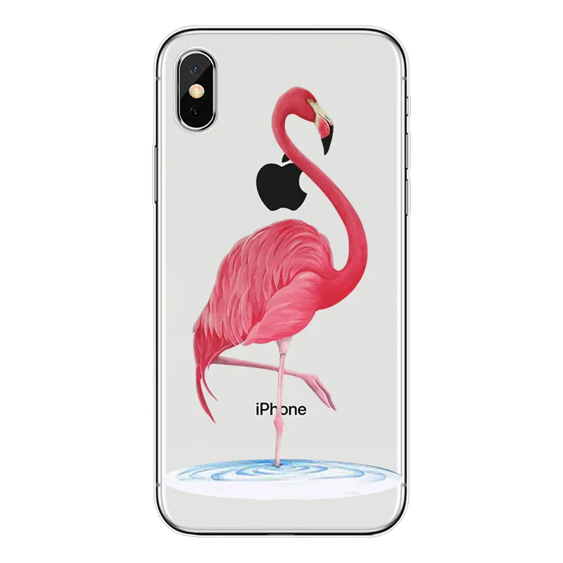 Новый мягкий силиконовый чехол для iphone 5S 5 6 6s 7 8 Plus Zebra Фламинго цветочный узор