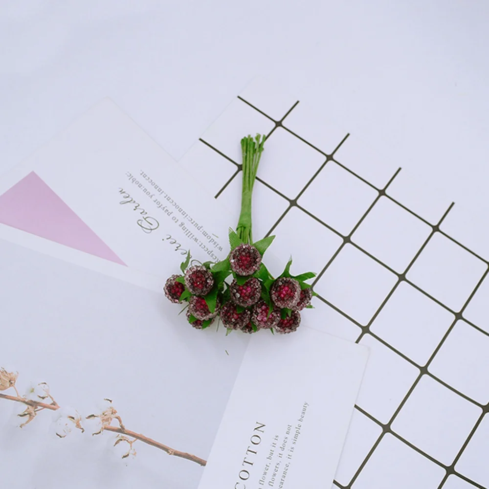 Red wine 12 шт. высокое качество поддельные пластиковые гранатовые растения diy Подарочная коробка Рождественские вечерние украшения для дома искусственные мини вишневые фрукты - Цвет: Red wine