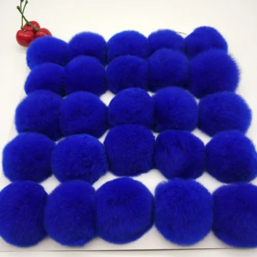 Blue Помпоны, 6 см, искусственный кроличий мех, помпоны, кроличий мех, шар для шапки, Рекс, кролик, очаровательный брелок на сумку, аксессуары, DIY, сумки, запчасти, 25 шт - Цвет: Blue