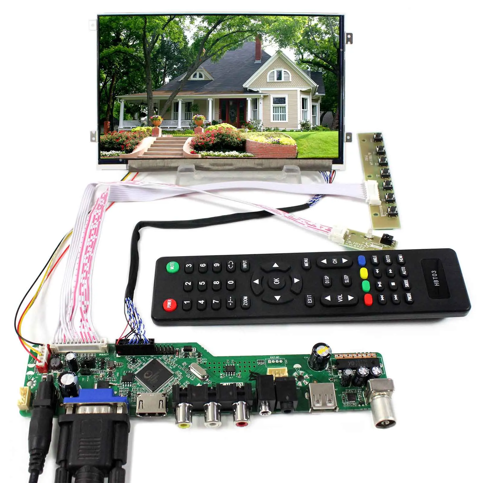 

HD MI VGA AV USB RF LCD Controller Board With 7inch 1024x600 HV070WS1-105 LCD Screen