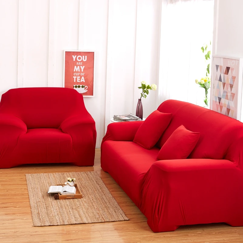Blue/Pink/red/black/purple Color Solid Sofa Cover Spandex Modern Elastic Polyester Couch Slipcover Chair Furniture Protector - Цвет: 4