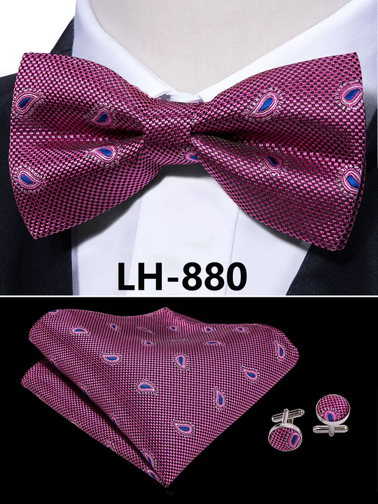 LF-803 Barry.Wang, модные мужские галстуки-бабочки из шелка, белые галстуки-бабочки Пейсли для мужчин, Свадебные вечерние галстуки для жениха, подарок для мужчин - Цвет: LH-880