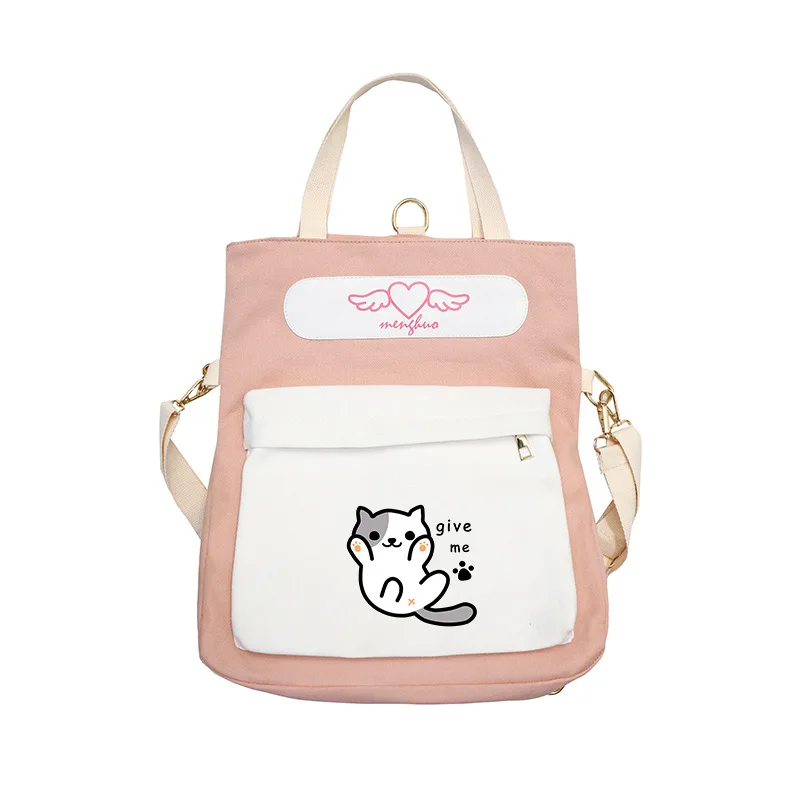 Neko Atsume kawaii, женский рюкзак с котом, милые школьные сумки для девочек, сумки на плечо, холщовые сумки через плечо для женщин, кошачий рюкзак для путешествий