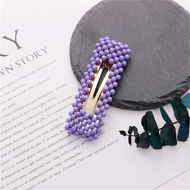 New Cute Colorful Beads Waterdrop Rectangle Hairpins For Women Girls Headbands Hair Clip Barrettes Fashion Hair Accessories