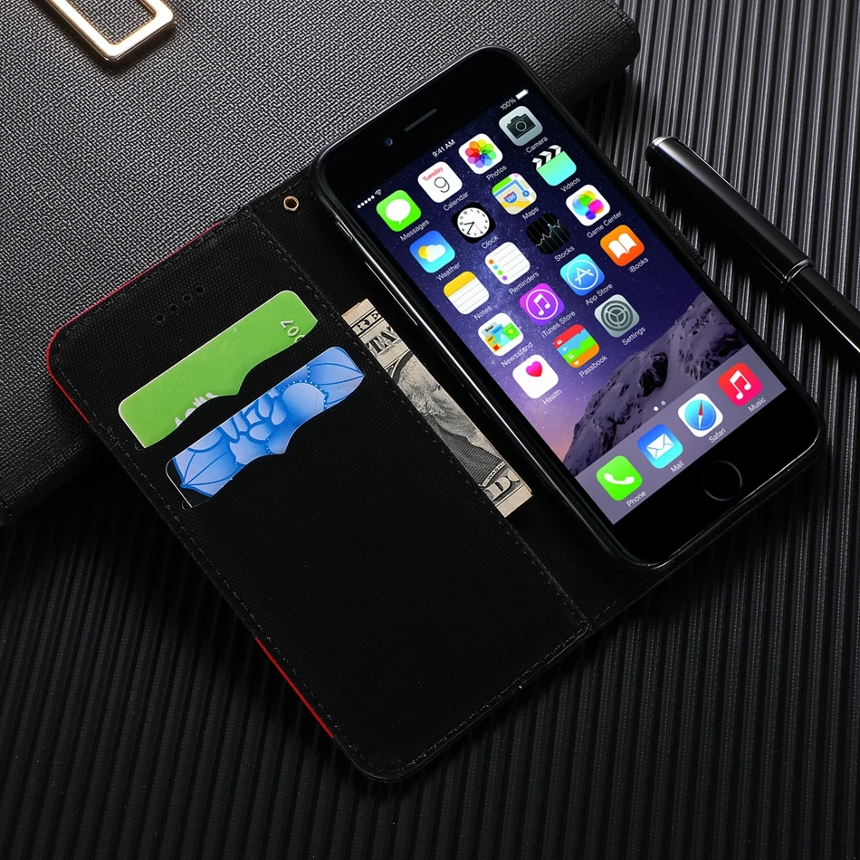 Тканый чехол для iPhone 6 с вышивкой цветной Уникальный флип-кошелек зажимом и