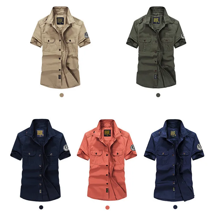 AFS JEEP рубашка мужская повседневная Летняя с коротким рукавом Camisa masculina армейские военные мужские рубашки размера плюс 4XL хлопок Chemise Homme