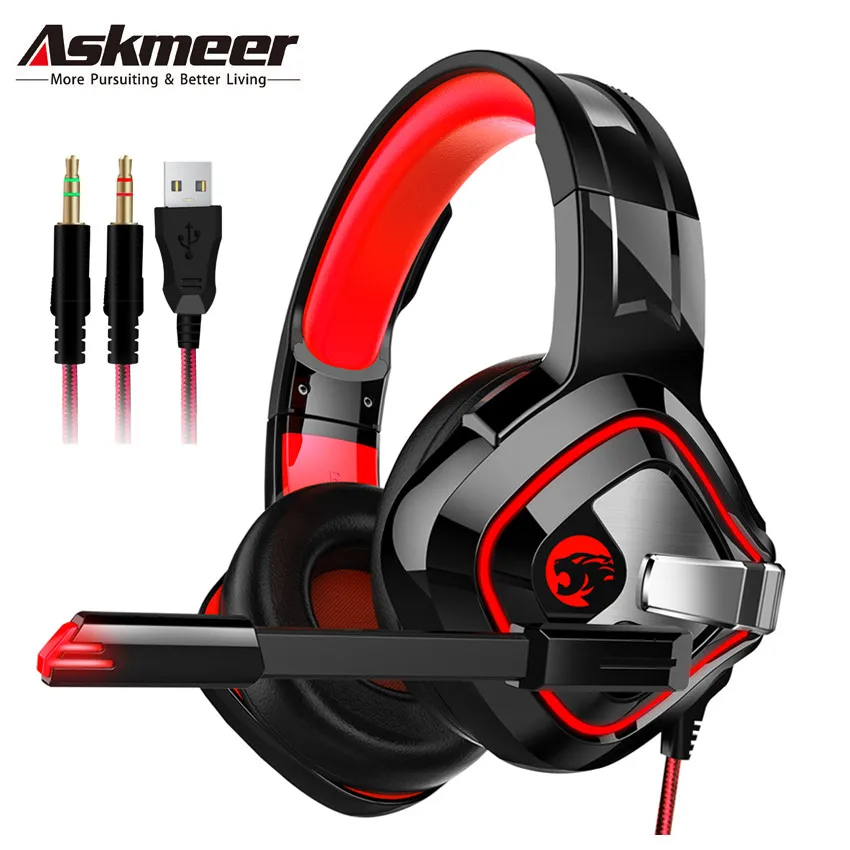 ASKMEER K2 PS4 игровая гарнитура шлем Best Стерео Игровые наушники с микрофоном “дышащими” световыми индикаторами для Xbox One компьютер, ноутбук, лептоп геймер
