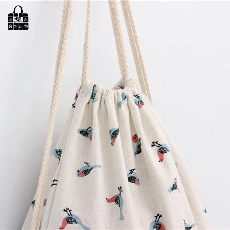 ROSEDIARY sparrow Печатный 100% хлопковый холщовый рюкзак для женщин и девочек harajuku сумка