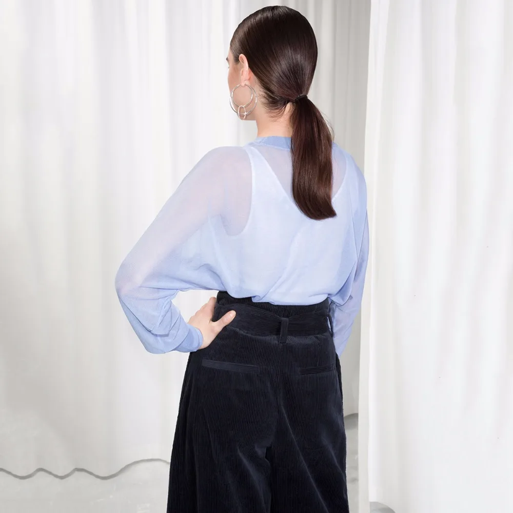 Darcydebie Women Fashion Casual O neck Full Sleeve transparent Pullovers Blue/Green Knitted Sweater | Женская одежда
