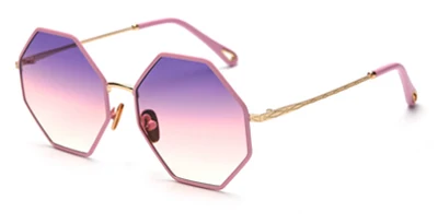 purple pink lens Kachawoo Восьмиугольные солнцезащитные очки для женщин, винтажные многоугольные стильные негабаритные солнцезащитные очки для мужчин, черные коричневые линзы, горячая Распродажа, лето - Цвет линз: purple pink lens
