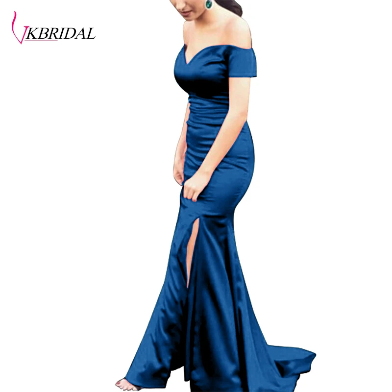 

Женское атласное платье-Русалка VKBRIDAL, Элегантное Длинное платье подружки невесты с открытыми плечами в мусульманском стиле, вечернее плать...