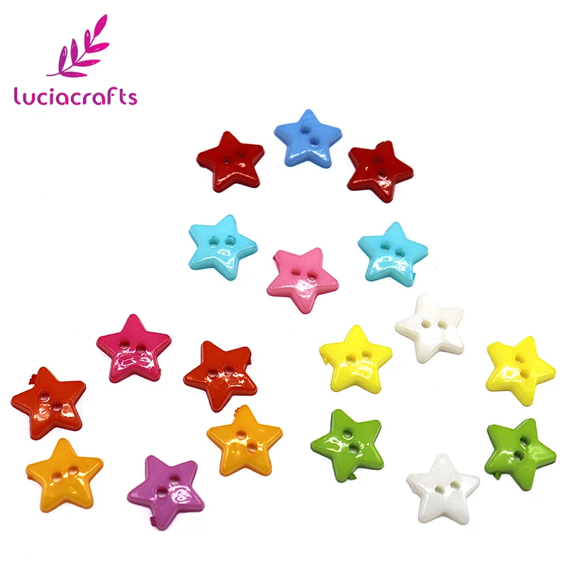 Акриловые пуговицы Lucia crafts E0504 смешанные со звездочками 12 мм 2 отверстия для