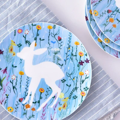 Костяного фарфора тарелка с мультяшками набор милый дом 8 дюймов дети завтраки