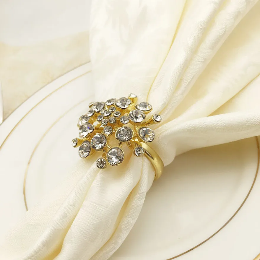 8 шт./лот Золотое кольцо для салфеток с бриллиантами Круглый держатель